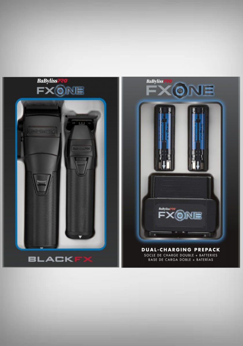 BabylissPro FXONE BlackFX Clipper-Trimmer Combo w/ Free Dual Charger + 2 Batteries