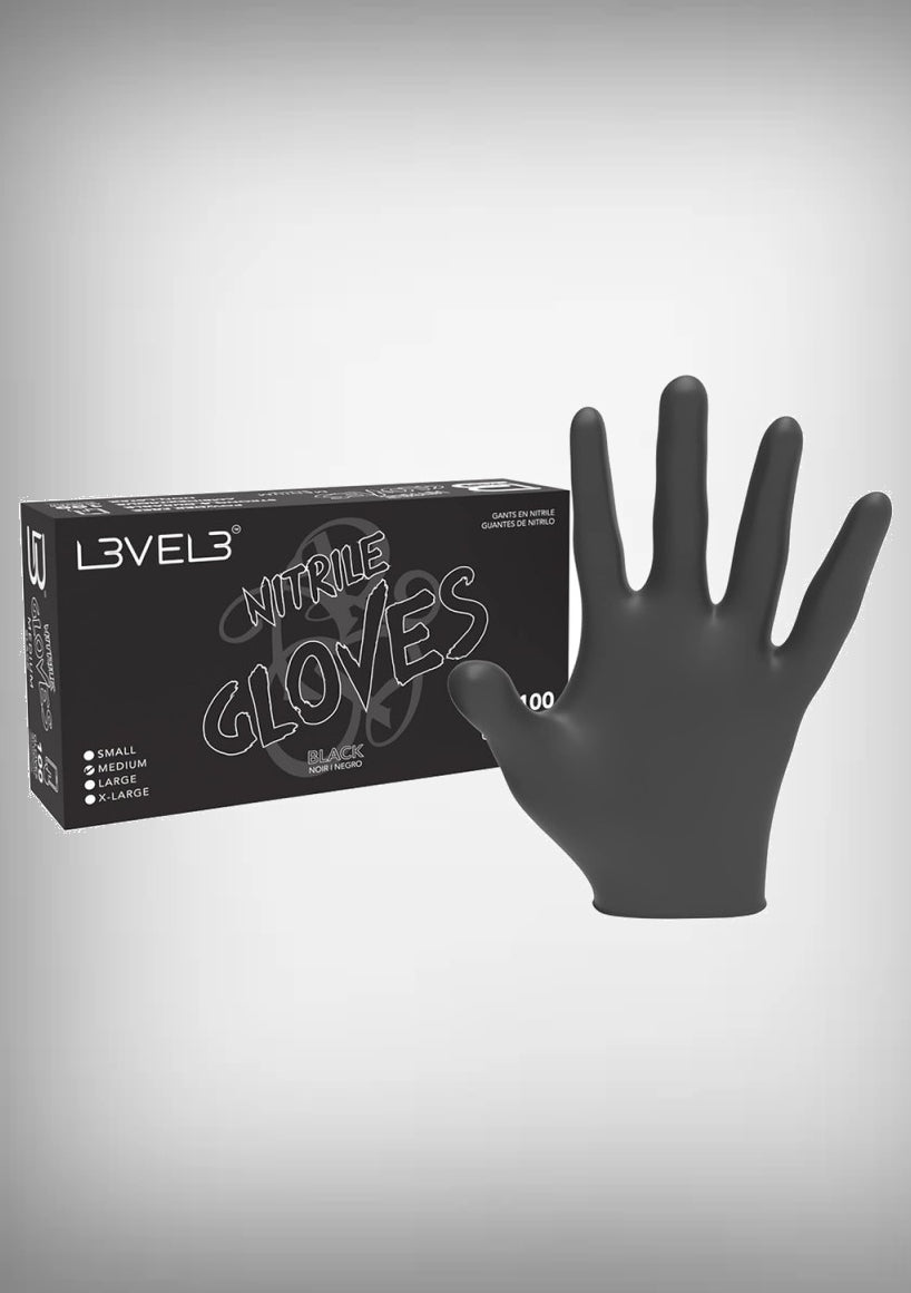 L3VEL3 Black Nitrile Gloves 100ct