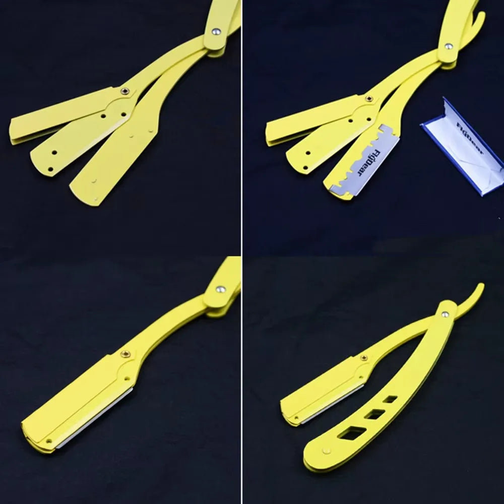 1Pcs Men Shaving Barber Tools Hair Razor and Blades Antique Black Folding Shaving Knife Unisex Hair Removal (Without Blade)