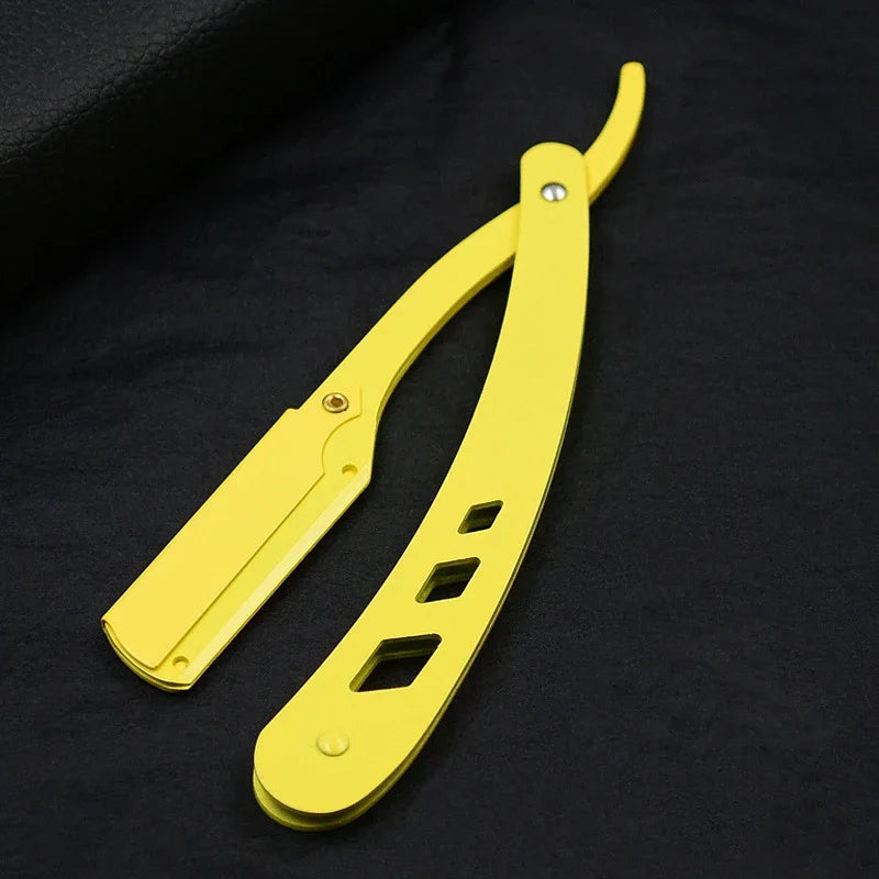 1Pcs Men Shaving Barber Tools Hair Razor and Blades Antique Black Folding Shaving Knife Unisex Hair Removal (Without Blade)