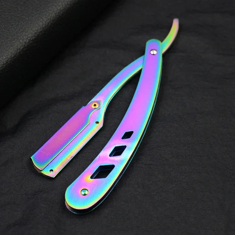 1Pcs Men Shaving Barber Tools Hair Razor and Blades Antique Black Folding Shaving Knife Unisex Hair Removal (Without Blade)