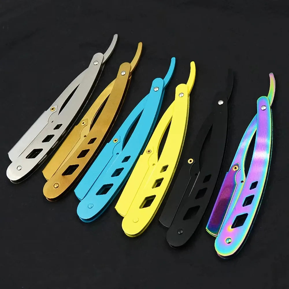 1Pcs Men Shaving Barber Tools Hair Razor and Blades Antique Black Folding Shaving Knife Unisex Hair Removal (Without Blade)