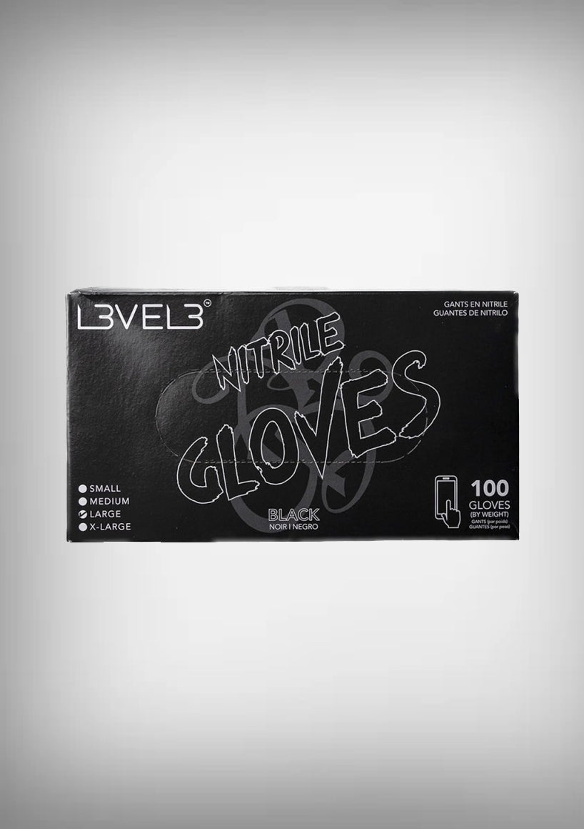 L3VEL3 Black Nitrile Gloves 100ct